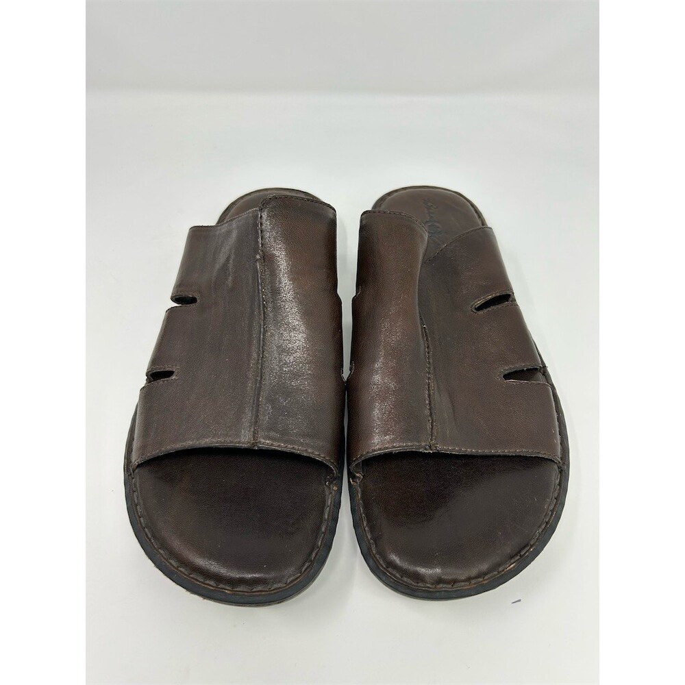 Born Men's Slide Sandals Dark Brown Leather Open Toe Cushioned Slip-On Size 11 - Picture 4 of 13